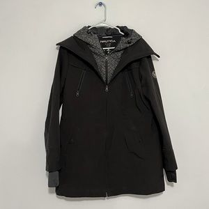 Nautica Black Anorak Rain Jacket with Soft Hood